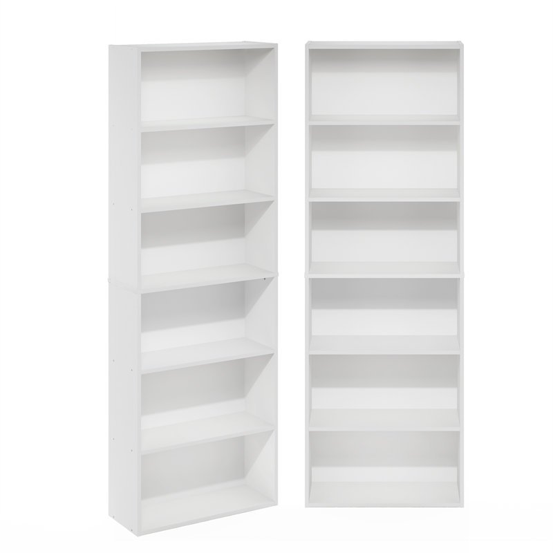 Scranton & Co Set of 2 6-Tier Bookshelf in White Finish