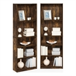 Scranton & Co Set of Two 5-Tier Bookshelves with Adjustable Shelf in Amber Pine