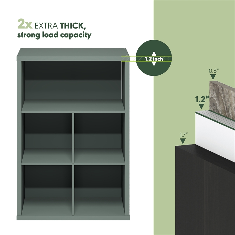 Scranton & Co 5-Cube Reversible Bookcase with Sage Green Finish