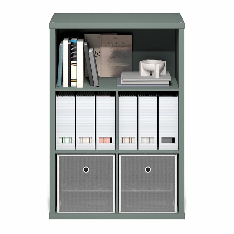 Scranton & Co 5-Cube Reversible Bookcase with Sage Green Finish
