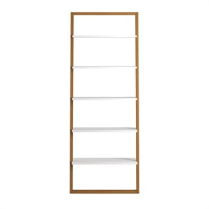 Scranton & Co Two-Tone Leaning Ladder Wood Bookcase Natural & White Finish