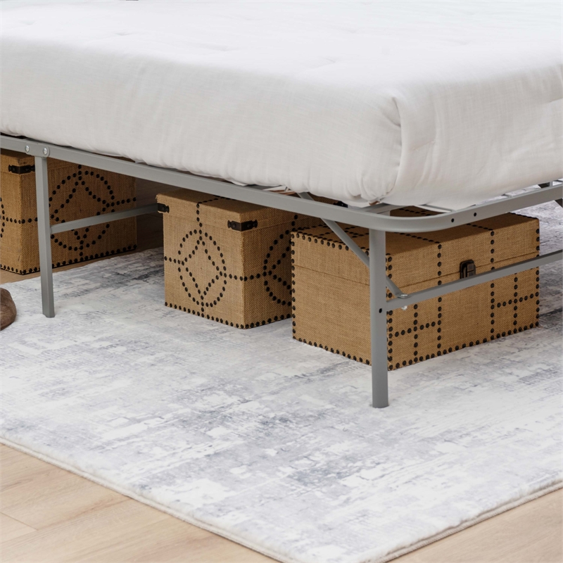 Scranton & Co Folding Platform Queen Base in Grey Powder-Coated Steel