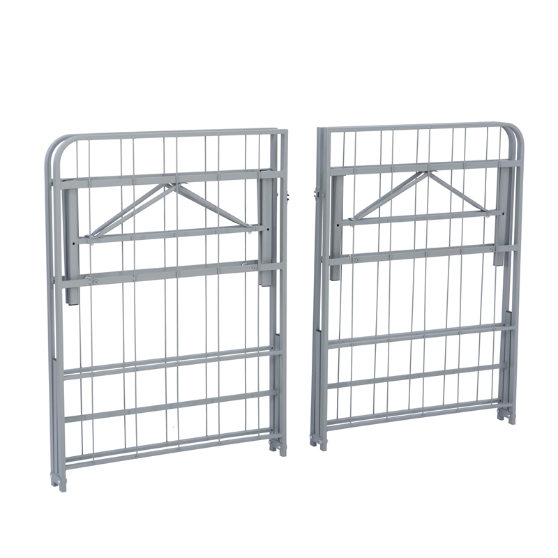 Scranton & Co Folding Platform Queen Base in Grey Powder-Coated Steel