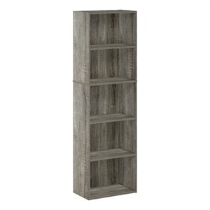 Scranton & Co 5-Tier Reversible Open Shelf Bookcase in French Oak Finish
