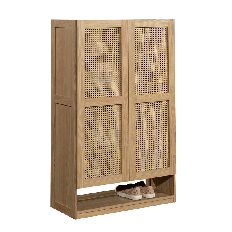 Scranton & Co Storage Cabinet with Woven Panels Harmony Ash Engineered Wood
