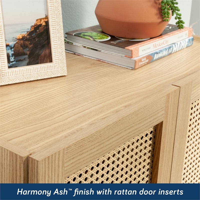 Scranton & Co Storage Cabinet with Woven Panels Harmony Ash Engineered Wood