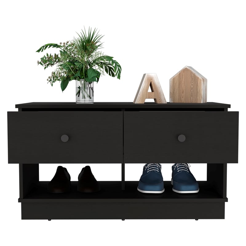 Scranton & Co Engineered Wood Entryway Bench in Black Wengue with Storage
