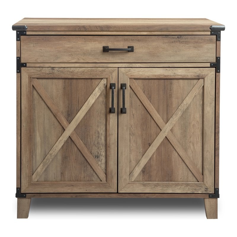 Scranton & Co Roney 1-Drawer Particle Board Cabinet in Rustic Oak