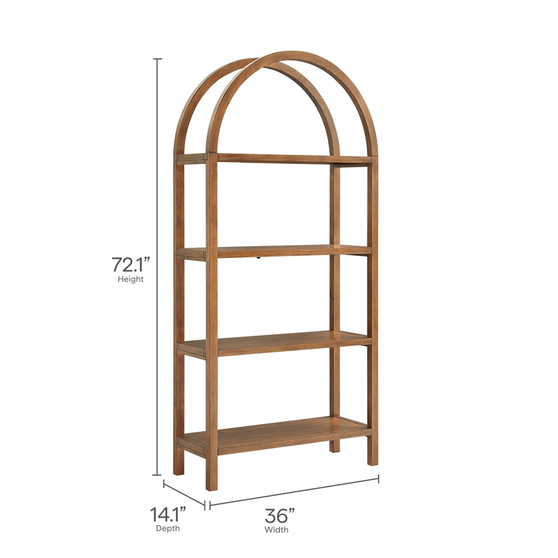 Scranton & Co 72-Inch Arched Bookshelf with 4 Shelves in Walnut Finish