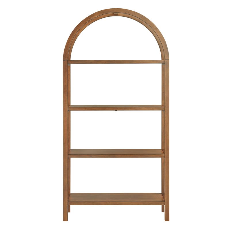 Scranton & Co 72-Inch Arched Bookshelf with 4 Shelves in Walnut Finish