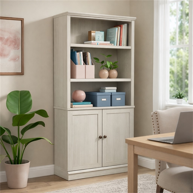 Scranton & Co 5-Shelf Library Bookcase in Glacier Oak Finish