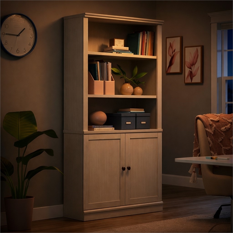 Scranton & Co 5-Shelf Library Bookcase in Glacier Oak Finish