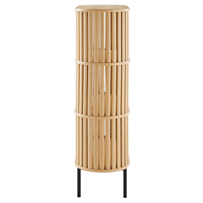 Scranton & Co 3-Tier Wood Display Cabinet with Metal Legs in Oak