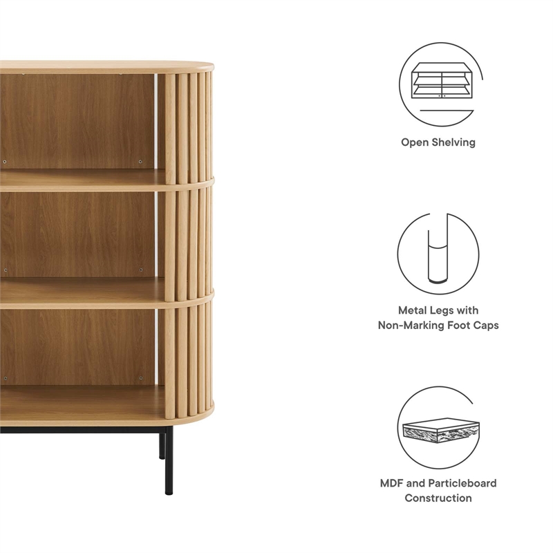 Scranton & Co 3-Tier Wood Display Cabinet with Metal Legs in Oak