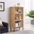 Scranton & Co 3-Tier Wood Display Cabinet with Metal Legs in Oak