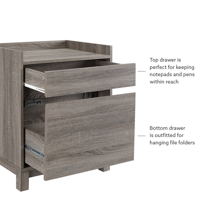 Scranton & Co Compact 2 Drawer Filing Cabinet in Greywash Finish