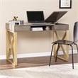 Scranton & Co Two-Tone Gray Gold Writing Desk with Hidden Storage