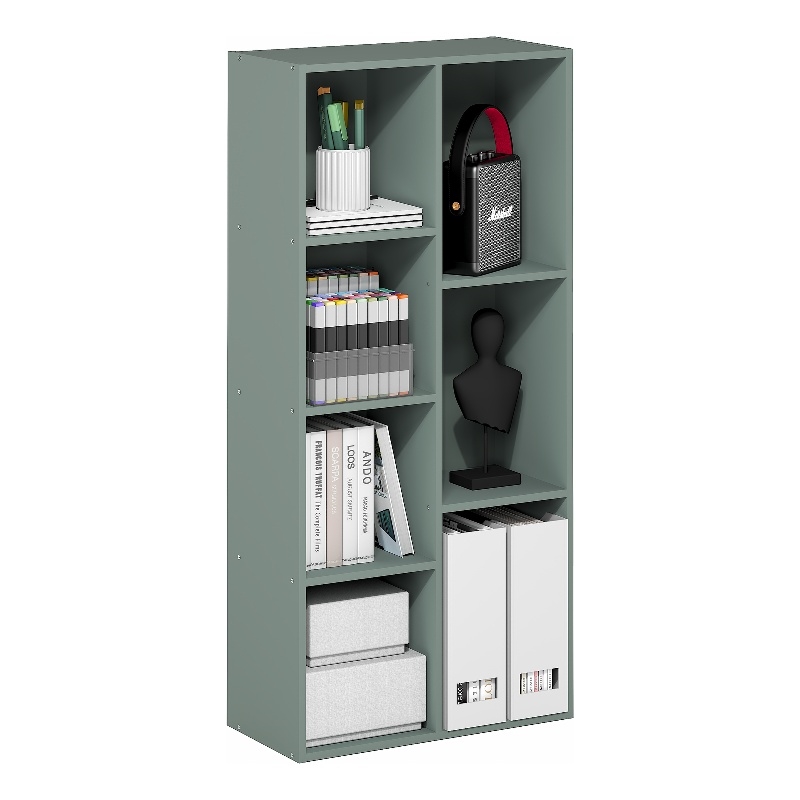 Scranton & Co 7-Cube Bookshelf in Sage Green Engineered Wood