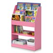 Scranton & Co Wood Bookshelf with Storage Bins in Pink 2 Shelves
