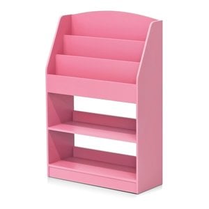 Scranton & Co Wood Bookshelf with Storage Bins in Pink 2 Shelves