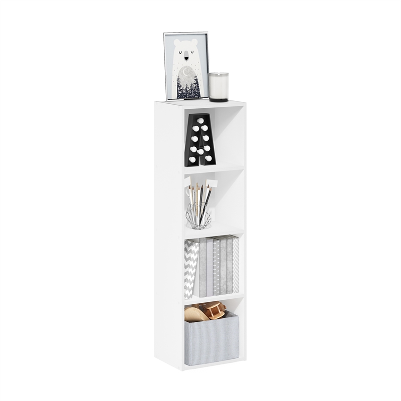 Scranton & Co 4-Tier Open Shelf Bookcase in White Engineered Wood