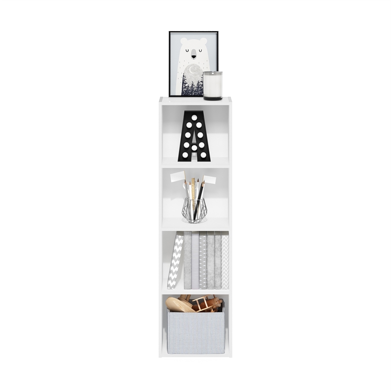 Scranton & Co 4-Tier Open Shelf Bookcase in White Engineered Wood