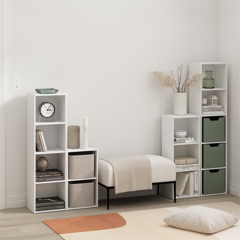 Scranton & Co 4-Tier Open Shelf Bookcase in White Engineered Wood