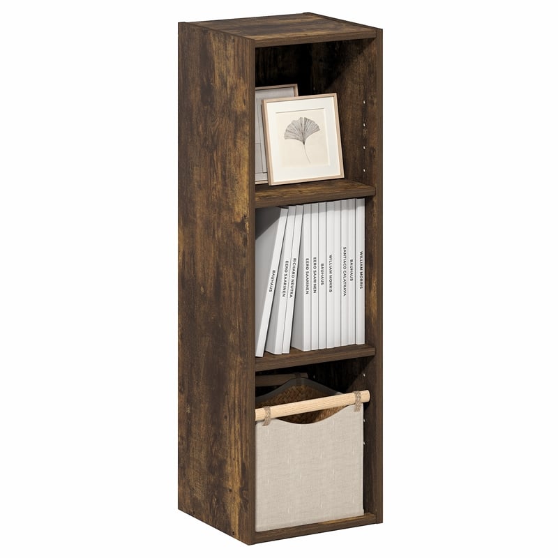 Scranton & Co 3-Tier Narrow Bookshelf in Amber Pine Engineered Wood 10-In Width