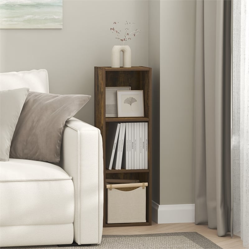 Scranton & Co 3-Tier Narrow Bookshelf in Amber Pine Engineered Wood 10-In Width