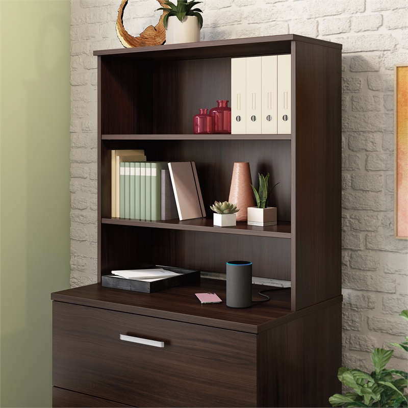 Scranton & Co Storage Hutch with Two Shelves Engineered Wood Noble Elm