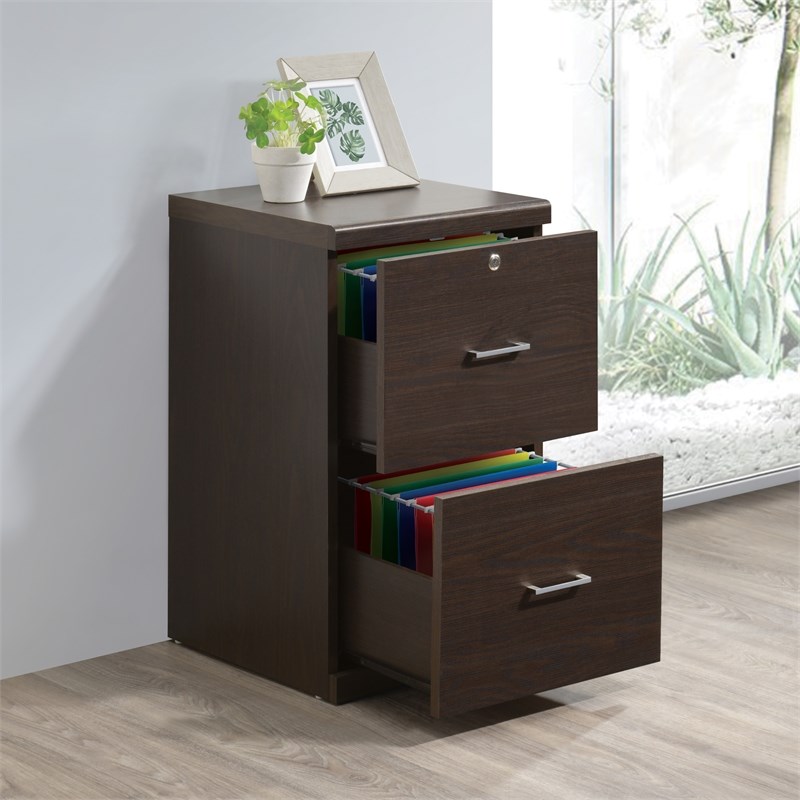 Scranton & Co Alpine 2-Drawer Wood Vertical File Cabinet with Loc in Espresso