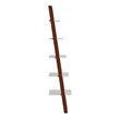 Scranton & Co Two-Tone Leaning Ladder Wood Bookcase in Espresso and White