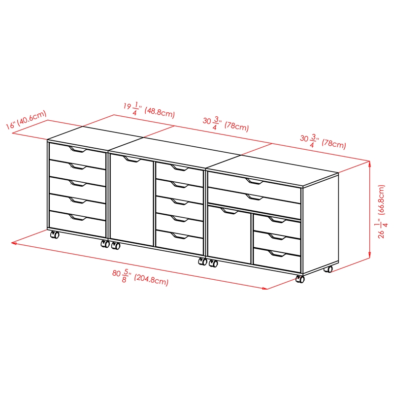 Scranton & Co 3-Piece Engineered Wood Storage Cabinet Set in White