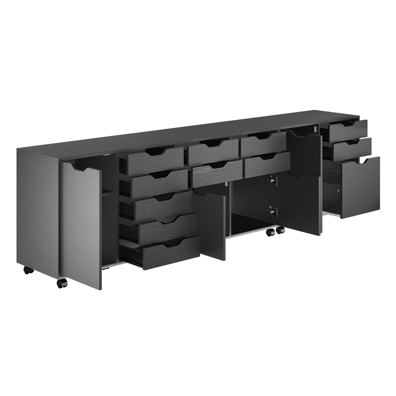 Scranton & Co 3-Piece Engineered Wood Cabinet Set with File Drawer in Black