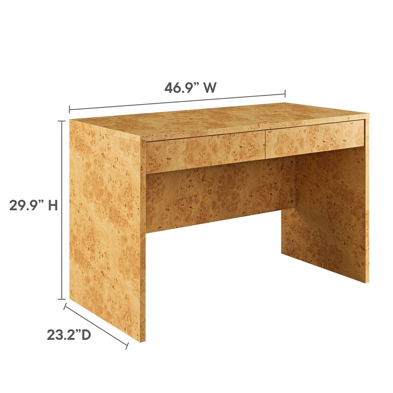 Scranton & Co 2-Drawer Burl Wood Desk with Full-Glide Drawers