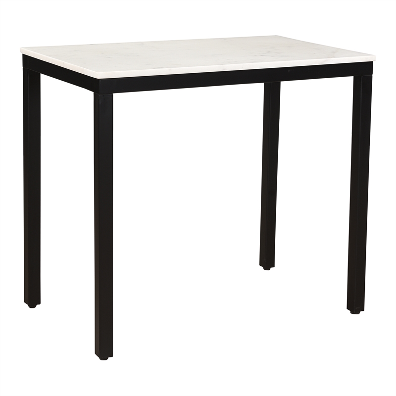 Scranton & Co Natural White Marble Mini Desk with Powder-Coated Frame