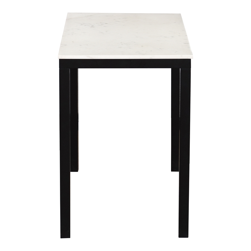 Scranton & Co Natural White Marble Mini Desk with Powder-Coated Frame