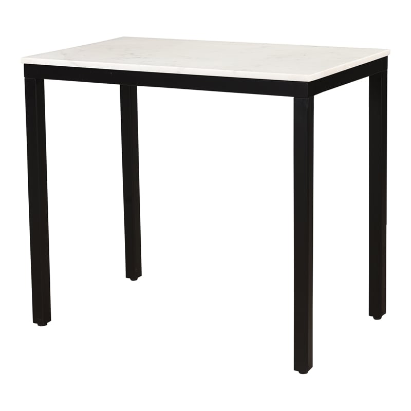 Scranton & Co Natural White Marble Mini Desk with Powder-Coated Frame