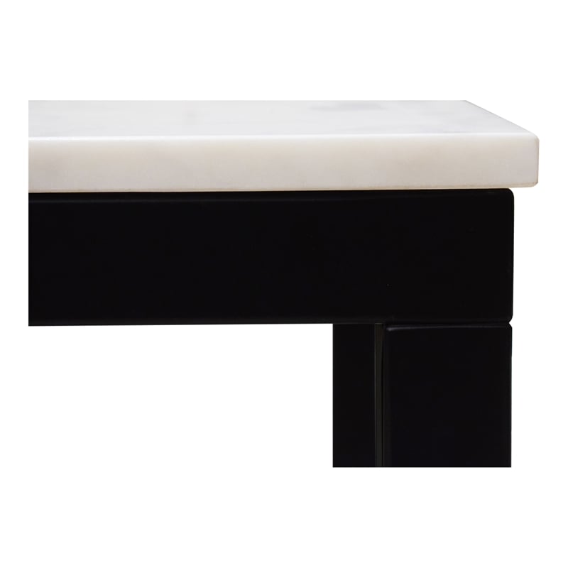 Scranton & Co Natural White Marble Mini Desk with Powder-Coated Frame