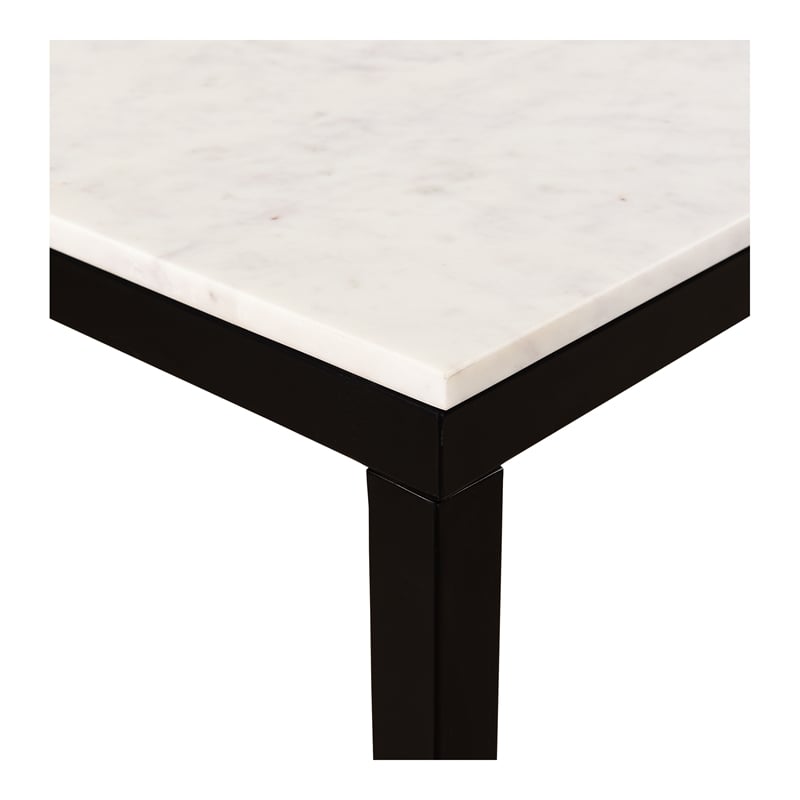 Scranton & Co Natural White Marble Mini Desk with Powder-Coated Frame