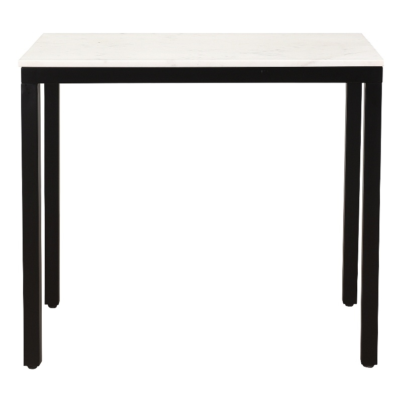 Scranton & Co Natural White Marble Mini Desk with Powder-Coated Frame