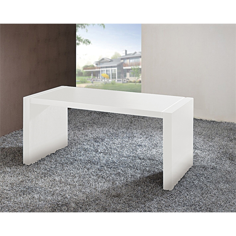 Scranton & Co White Lacquer Computer Desk with Minimalist Design
