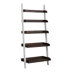 Scranton & Co Rubberwood White Leaning Bookcase with 5 Graduated Shelves