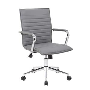 Scranton & Co Ribbed Back Adjustable Office Chair with Chrome Arms in Gray