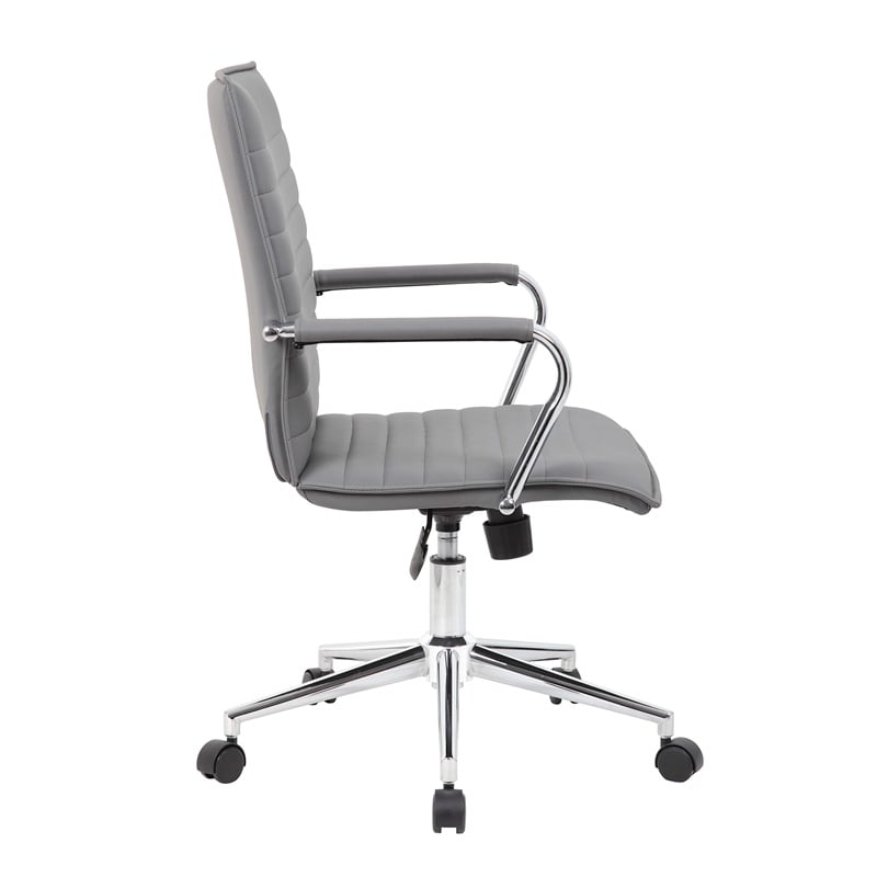 Scranton & Co Ribbed Back Adjustable Office Chair with Chrome Arms in Gray