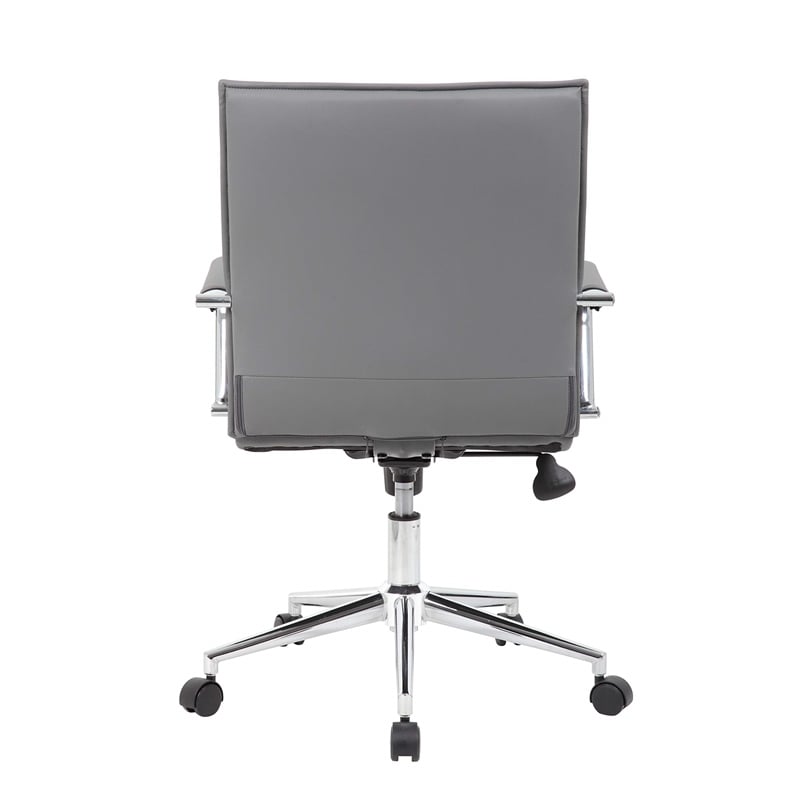 Scranton & Co Ribbed Back Adjustable Office Chair with Chrome Arms in Gray