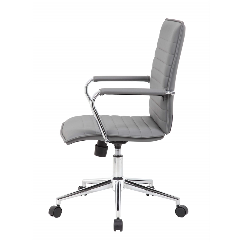 Scranton & Co Ribbed Back Adjustable Office Chair with Chrome Arms in Gray