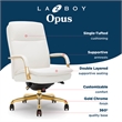 Scranton & Co Executive Mid-Back Office Chair in Bonded Leather White and Gold