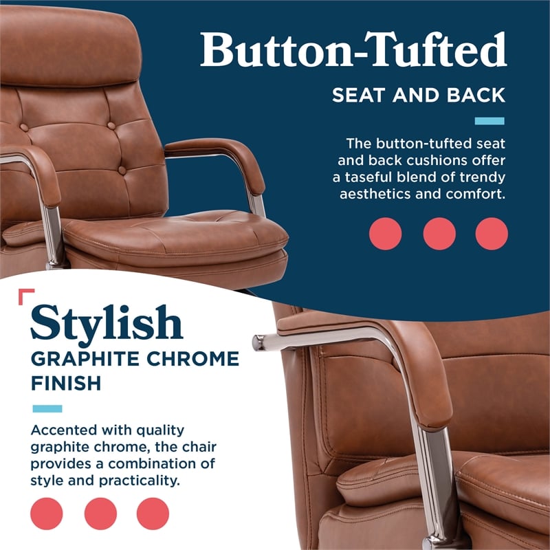 Scranton & Co Executive Mid-Back Office Chair Bonded Leather in Cognac