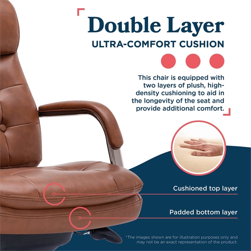 Scranton & Co Executive Mid-Back Office Chair Bonded Leather in Cognac